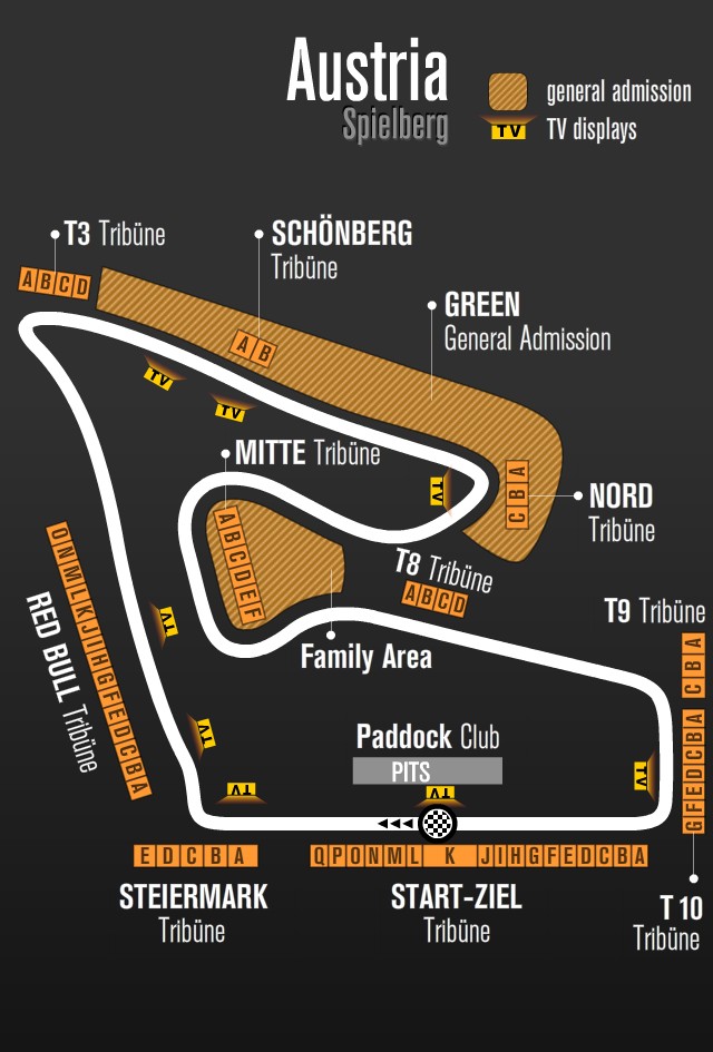 F1 Virtual Map Spielberg Austria Formula 1 Austrian Grand Prix