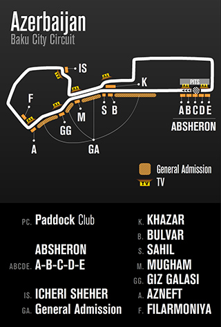 F1 Virtual Map Baku City Circuit Azerbaijan Formula 1 Azerbaijan Grand Prix